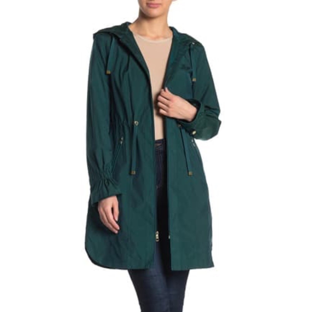 Cole Haan Hooded Zip Long Zip Jacket Pine Green S